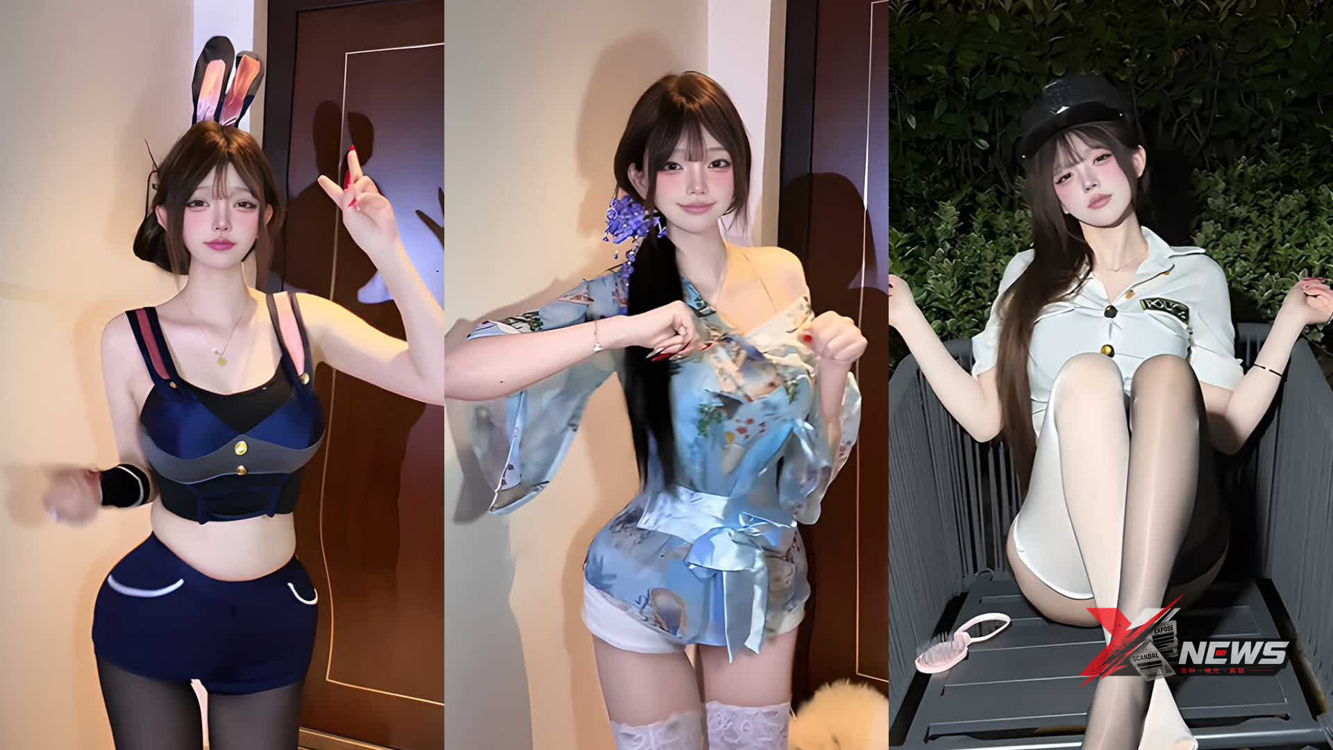 Influencer Shuangjiang Posing in Bunny and Cosplay Outfits